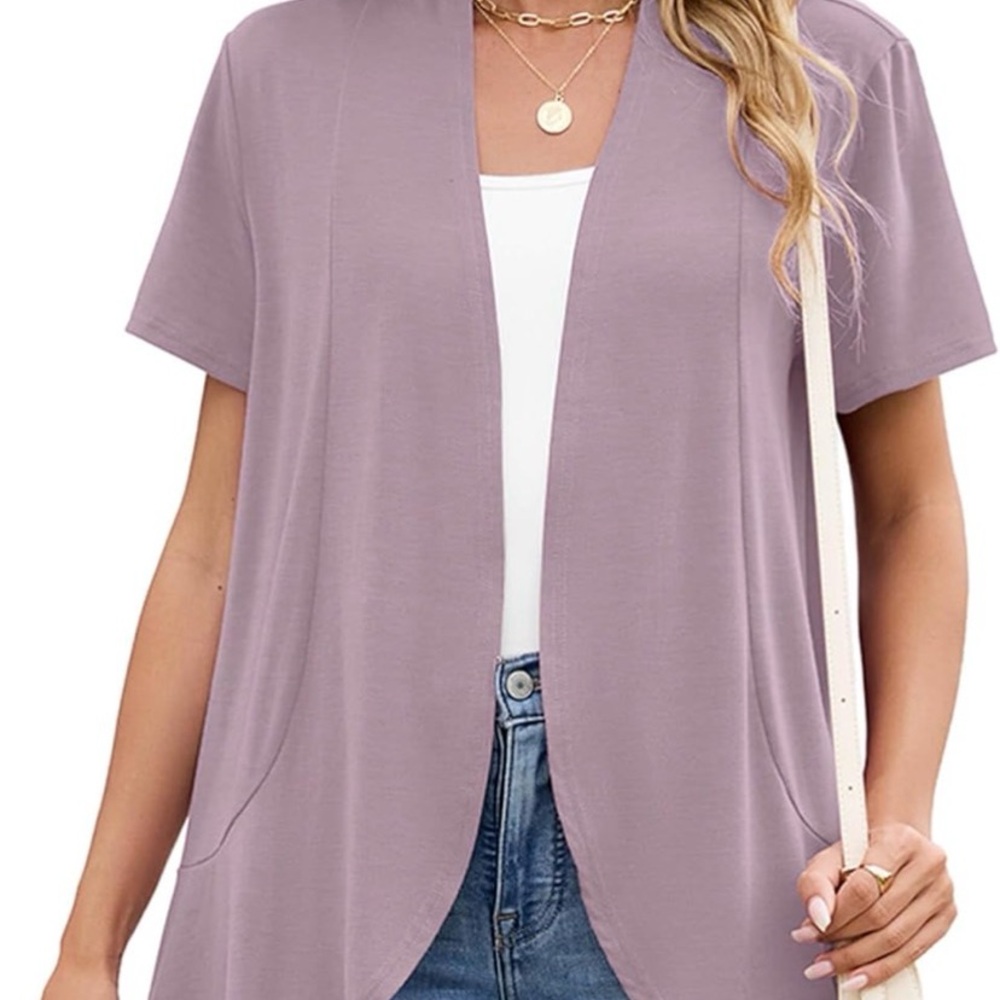 Light Mauve Short Sleeve Cardigan